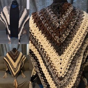 Hand made crochet scarves, hats, shawls.